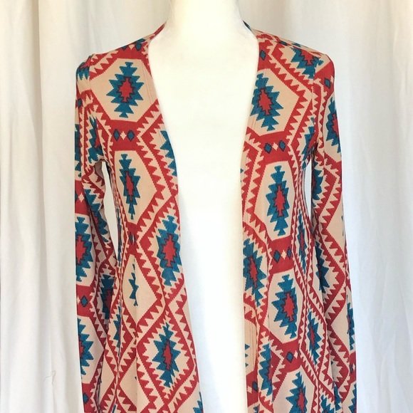 Persaya Red Tan Open Cardigan - Picture 5 of 5